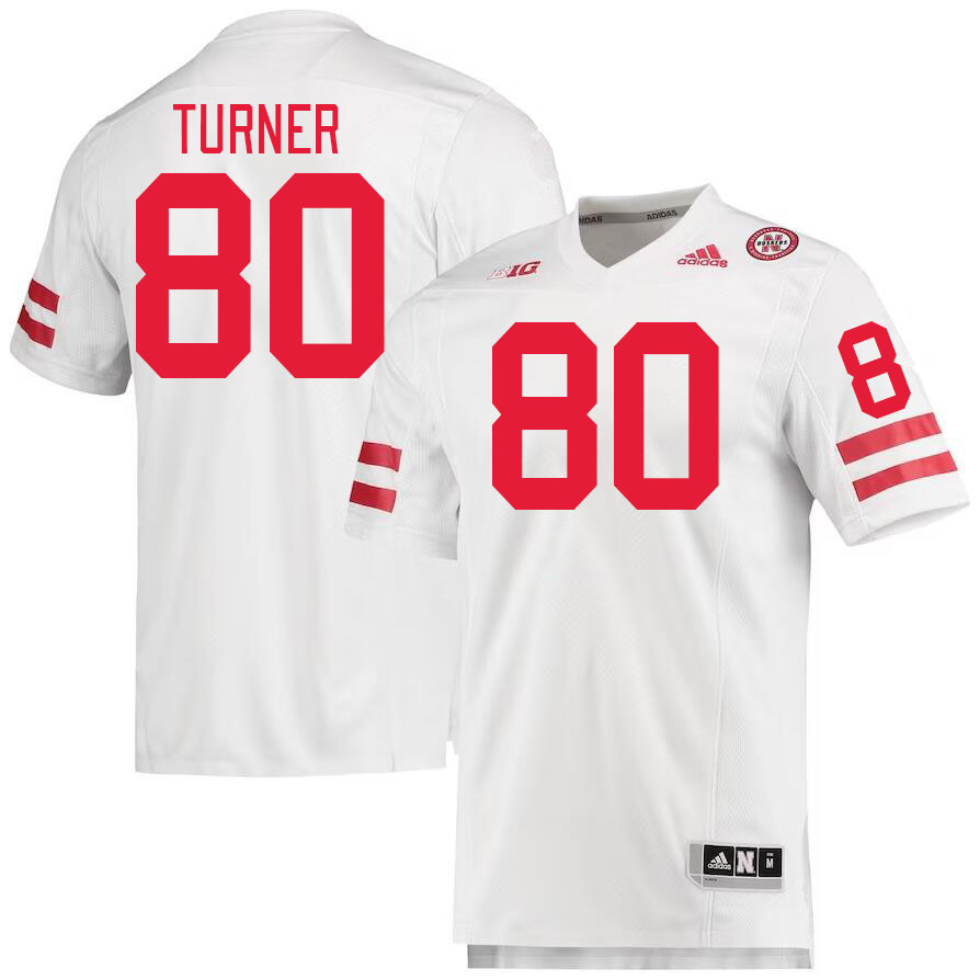 Men #80 Brice Turner Nebraska Cornhuskers College Football Jerseys Stitched Sale-White - Click Image to Close